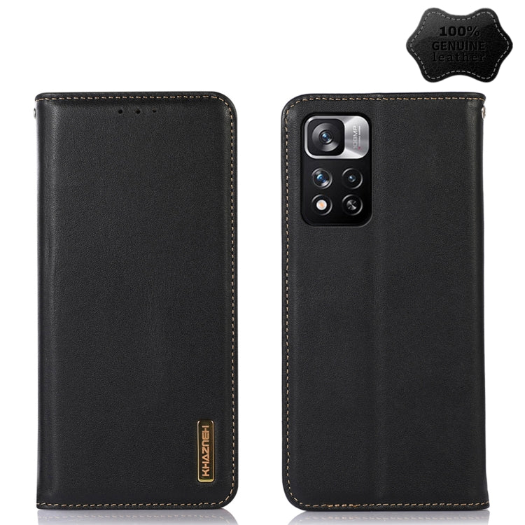 For Xiaomi Redmi Note 11 Pro 4G / 5G Global KHAZNEH Nappa Top Layer Cowhide Leather Phone Case(Black) - Redmi Note 11 Pro Case by PMC TechLife | Online Shopping South Africa | PMC TechLife