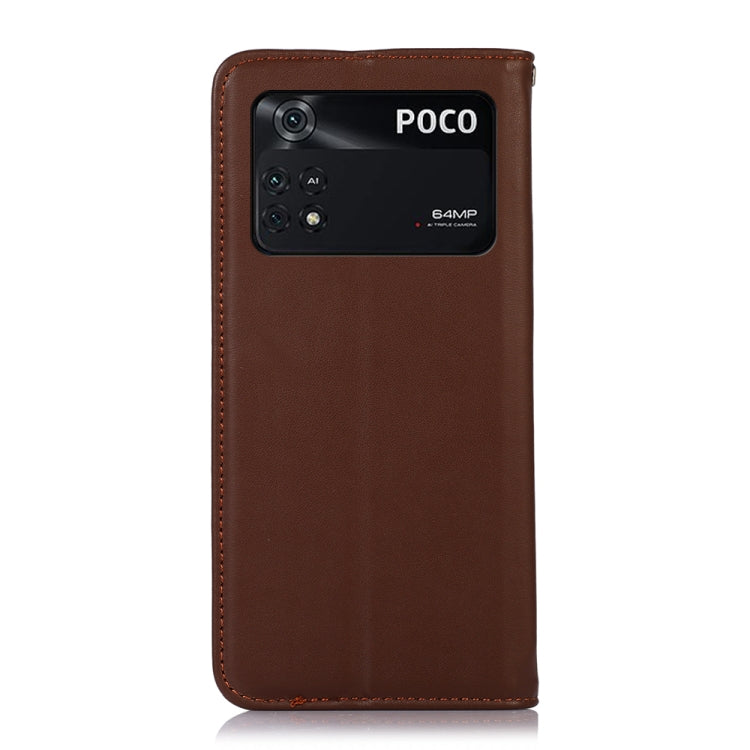 For Xiaomi Poco M4 Pro 4G KHAZNEH Nappa Top Layer Cowhide Leather Phone Case(Brown) - Xiaomi Cases by PMC TechLife | Online Shopping South Africa | PMC TechLife