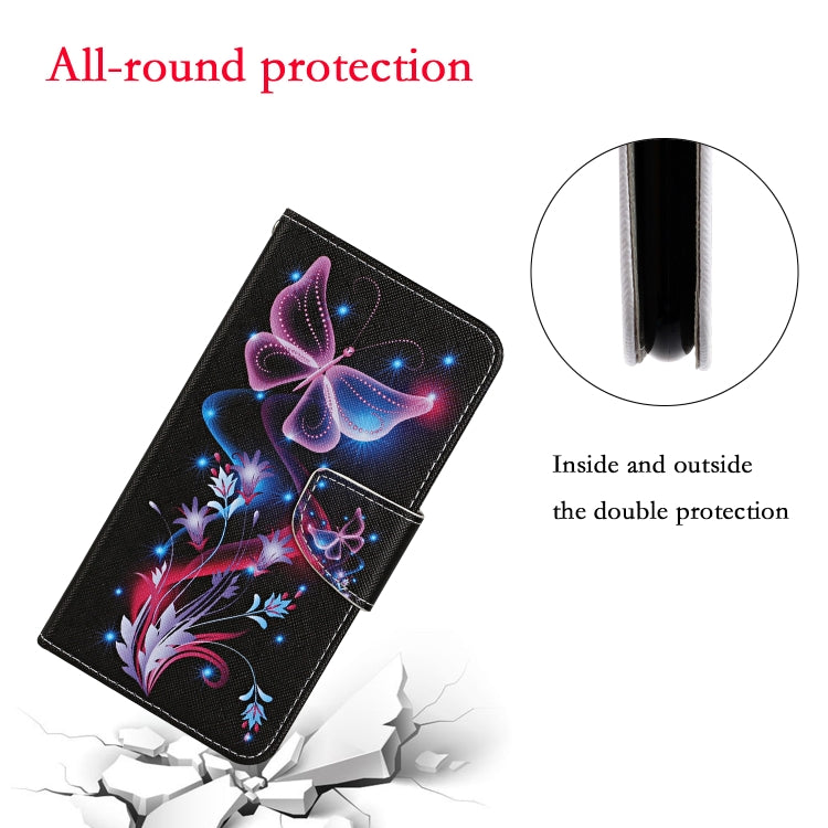 For Samsung Galaxy A13 4G Colored Drawing Pattern Flip Leather Case(Fluorescent Butterfly) - Galaxy Phone Cases by PMC TechLife | Online Shopping South Africa | PMC TechLife
