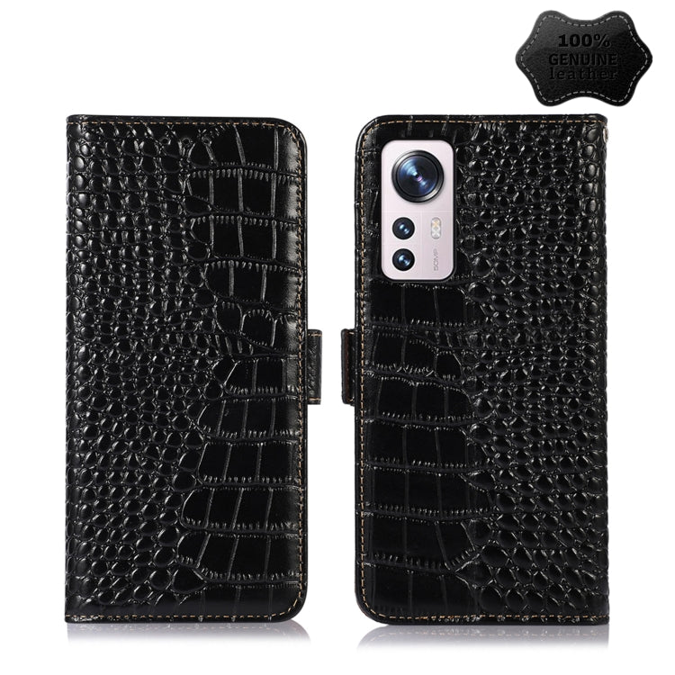For Xiaomi 12 Pro Crocodile Top Layer Cowhide Leather Phone Case(Black) - free shipping - PMC TechLife - Order now!