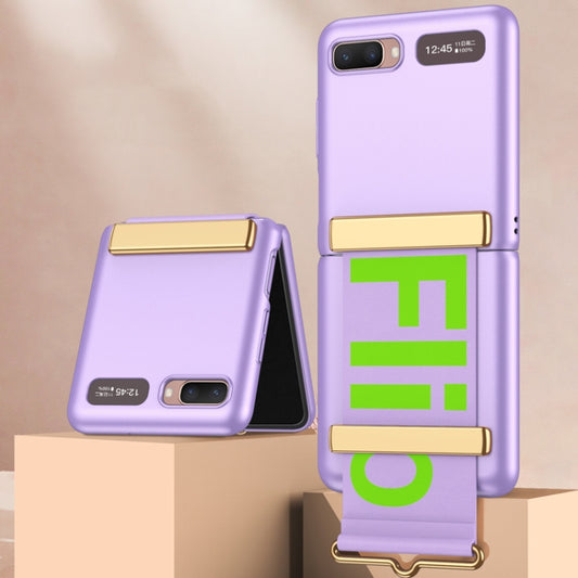 For Samsung Galaxy Z Flip GKK Ultra-thin Full Coverage Phone Flip Case with Wristband(Purple) - Galaxy Phone Cases by GKK | Online Shopping South Africa | PMC Jewellery | Buy Now Pay Later Mobicred