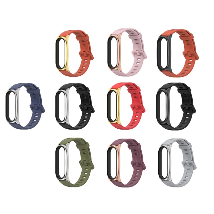 For Xiaomi Mi Band 6 / 5 / 4 / 3 Mijobs Flat Hole Silicone Watch Band, Style:Plus Case(Black+Silver) - Watch Bands by MIJOBS | Online Shopping South Africa | PMC TechLife | Buy Now Pay Later Mobicred