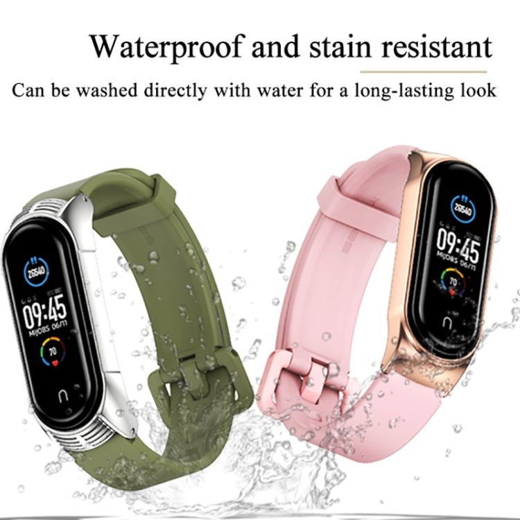 For Xiaomi Mi Band 3/4/5/6 Mijobs CS Silicone Waterproof Watch Band(White+Silver) - Watch Bands by MIJOBS | Online Shopping South Africa | PMC TechLife | Buy Now Pay Later Mobicred