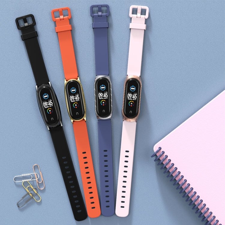 For Xiaomi Mi Band 3/4/5/6 Mijobs CS Silicone Waterproof Watch Band(White+Silver) - Watch Bands by MIJOBS | Online Shopping South Africa | PMC TechLife | Buy Now Pay Later Mobicred