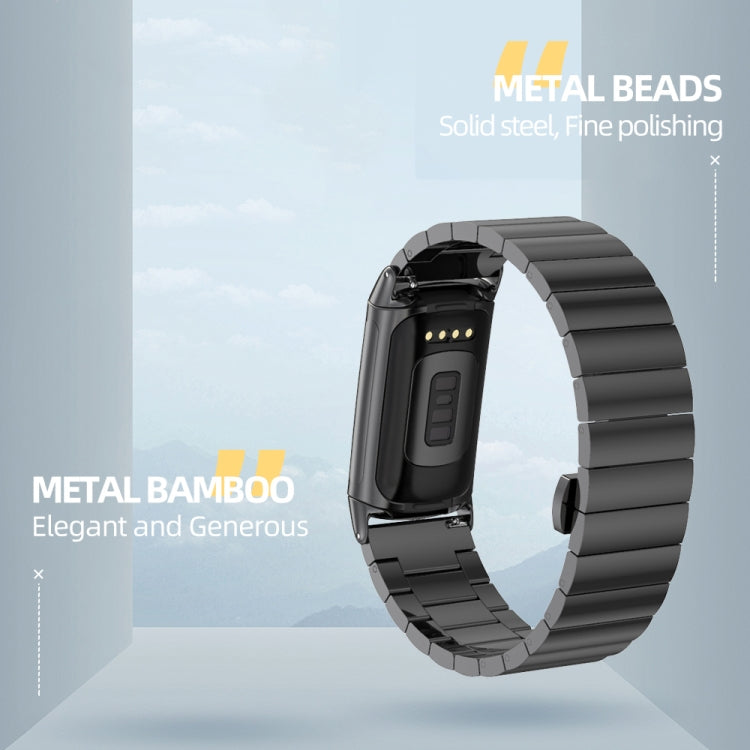For Fitbit Charge 5 / Charge 6 Mijobs Bamboo Stainless Steel Metal Watch Band(Silver) - free shipping - PMC TechLife - Order now!