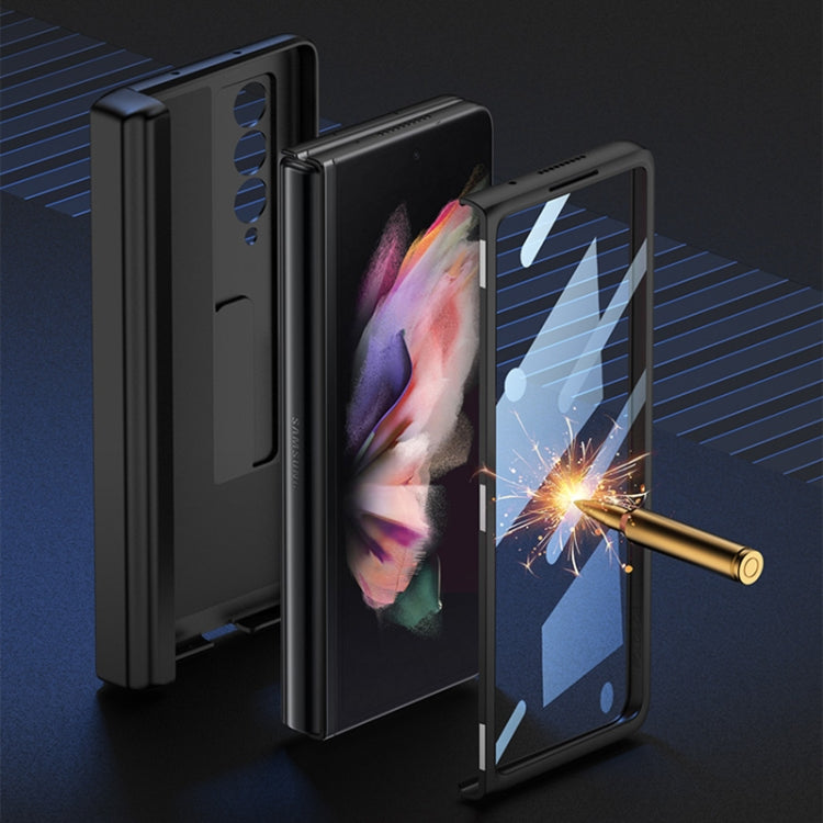 For Samsung Galaxy Z Fold3 5G GKK Integrated Magnetic Full Coverage Phone Flip Case with Pen Box(Black) - Galaxy Phone Cases by GKK | Online Shopping South Africa | PMC Jewellery | Buy Now Pay Later Mobicred