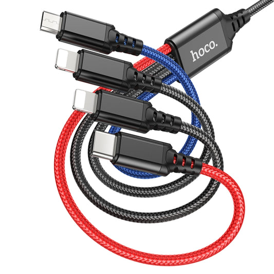 hoco X76 4 in 1 2A Dual 8 Pin + USB-C / Type-C + Micro USB Super Charging Cable,Length: 1m(Multicolor) - Multifunction Cable by hoco | Online Shopping South Africa | PMC Jewellery