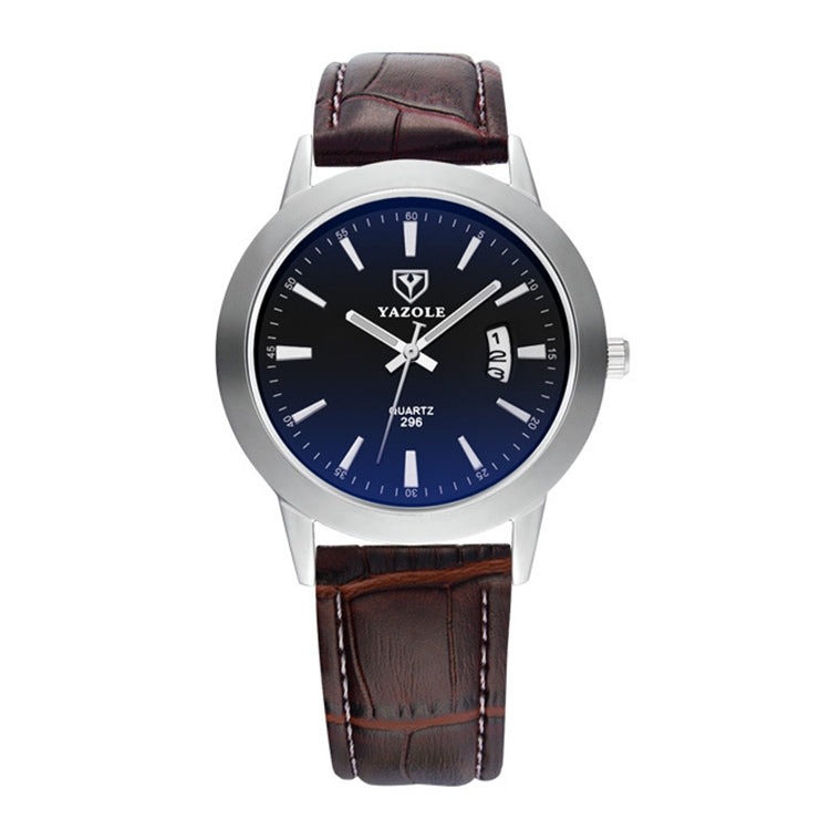 YAZOLE 296 Calendar Waterproof Luminous Quartz Watch(Black+Brown) - Leather Strap Watches by YAZOLE | Online Shopping South Africa | PMC Jewellery | Buy Now Pay Later Mobicred