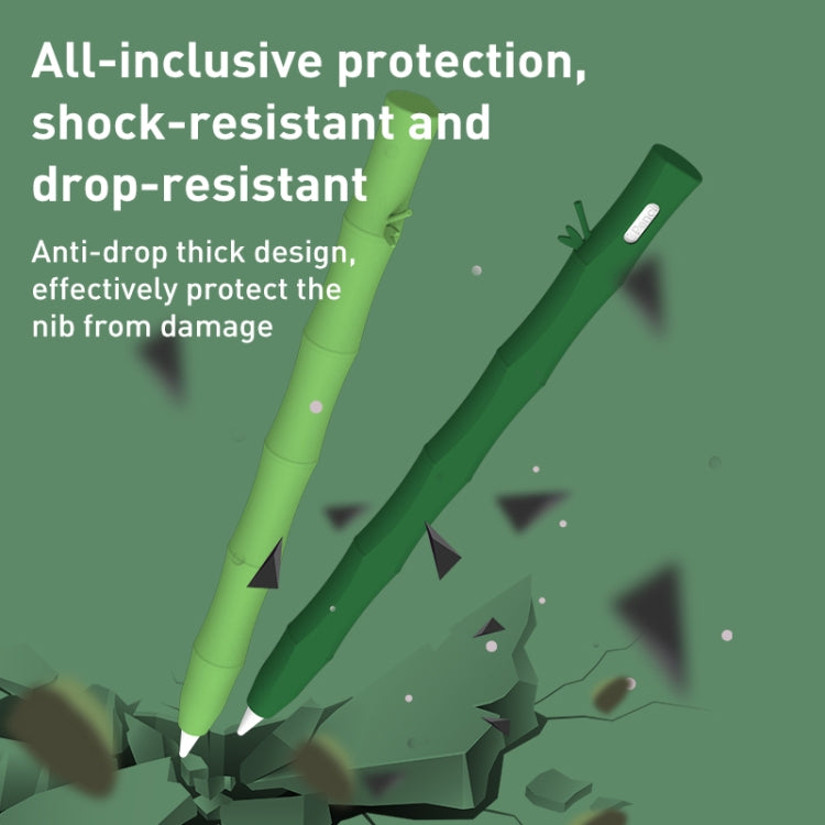 LOVE MEI Bamboo Liquid Silicone Gel Stylus Pen Protective Case For Apple Pencil 2(Dark Green) - Pencil Accessories by LOVE MEI | Online Shopping South Africa | PMC TechLife | Buy Now Pay Later Mobicred