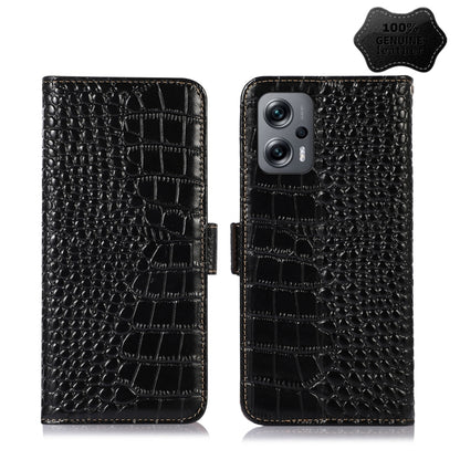 For Xiaomi Redmi Note 11T Pro Crocodile Top Layer Cowhide Leather Phone Case(Black) - Xiaomi Cases by PMC Jewellery | Online Shopping South Africa | PMC Jewellery