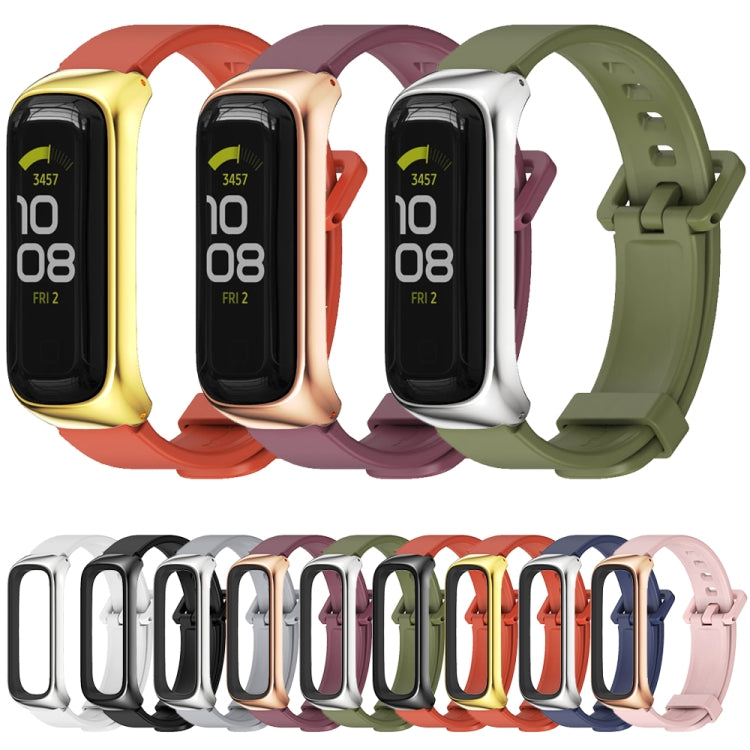 For Samsung Galaxy Fit 2 MIJOBS Metal Case Silicone Watch Band(Grey Silver) - Watch Bands by MIJOBS | Online Shopping South Africa | PMC TechLife | Buy Now Pay Later Mobicred