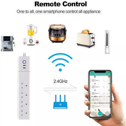 WiFi 16A SM-SO306-K 4 Holes + 2 USB Multi-purpose Smart Power Strip, UK Plug - Smart Socket by PMC Jewellery | Online Shopping South Africa | PMC Jewellery