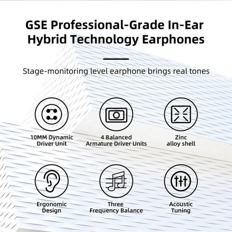 GK GSE Ten-Unit Coil Iron Subwoofer HIFI In-Ear Headphones(With Microphone) - In Ear Wired Earphone by PMC TechLife | Online Shopping South Africa | PMC TechLife