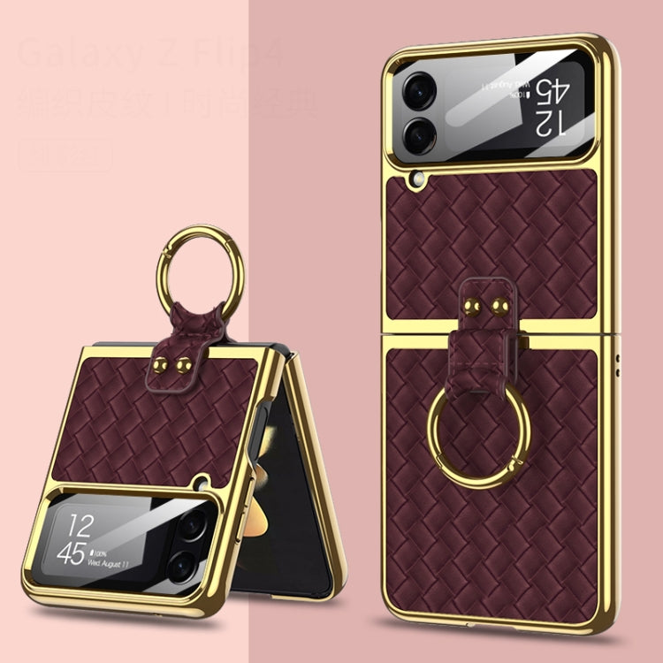 For Samsung Galaxy Z Flip4 GKK Weave Texture Electroplating Protective Phone Case(Brown) - free shipping - PMC TechLife - Order now!
