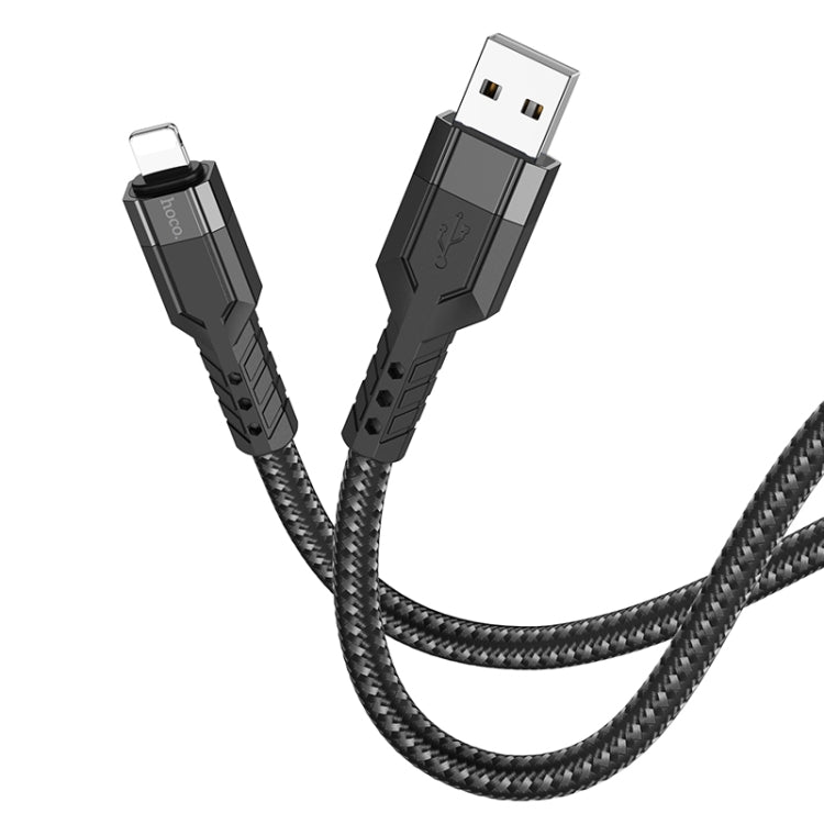 hoco U110 2.4A USB to 8 Pin Charging Data Cable，Length：1.2m(Black) - Normal Style Cable by hoco | Online Shopping South Africa | PMC Jewellery