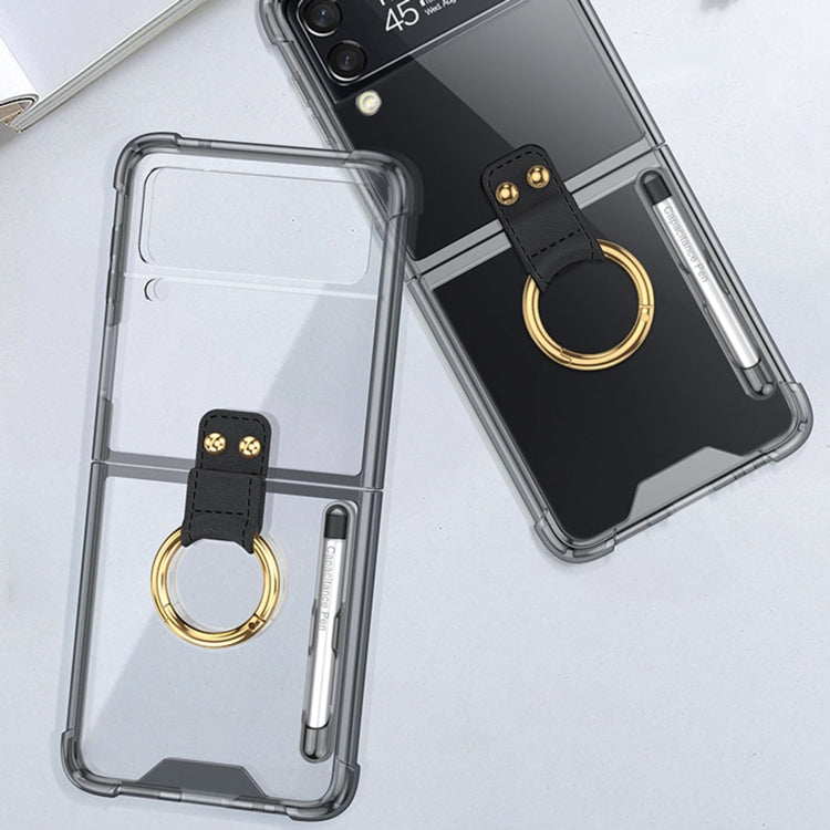 For Samsung Galaxy Z Flip4 GKK Airbag Protective Phone Case with Ring & Pen(Black) - Galaxy Z Flip4 5G Cases by GKK | Online Shopping South Africa | PMC TechLife