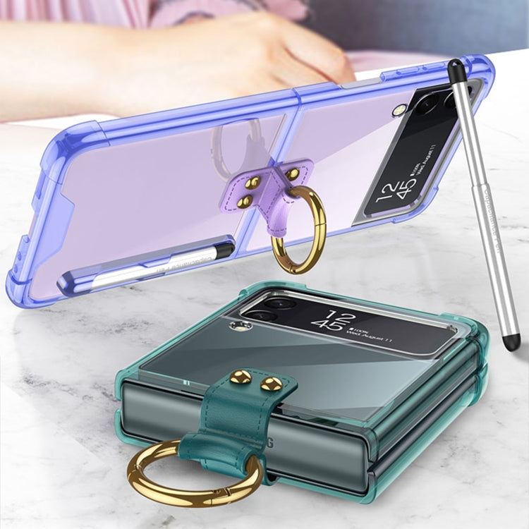 For Samsung Galaxy Z Flip4 GKK Airbag Protective Phone Case with Ring & Pen(Transparent) - Galaxy Z Flip4 5G Cases by GKK | Online Shopping South Africa | PMC Jewellery