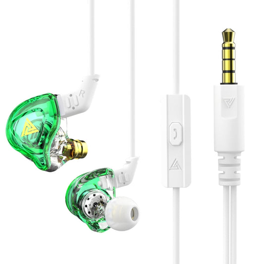 QKZ DMX Sports In-ear HIFI 3.5mm Wired Control Earphone with Mic(Transparent Green) - In Ear Wired Earphone by QKZ | Online Shopping South Africa | PMC Jewellery