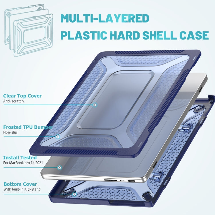 PC + TPU Honeycomb Laptop Protective Case For MacBook Pro 14.2 inch A2442 2021(Sapphire Blue) - MacBook Pro Cases by PMC TechLife | Online Shopping South Africa | PMC TechLife