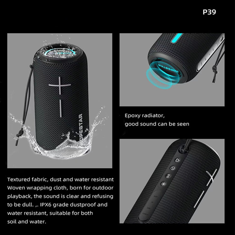 HOPESTAR P39 Outdoor Waterproof RGB Light Wireless Bluetooth Speaker(Black) - Waterproof Speaker by HOPESTAR | Online Shopping South Africa | PMC Jewellery