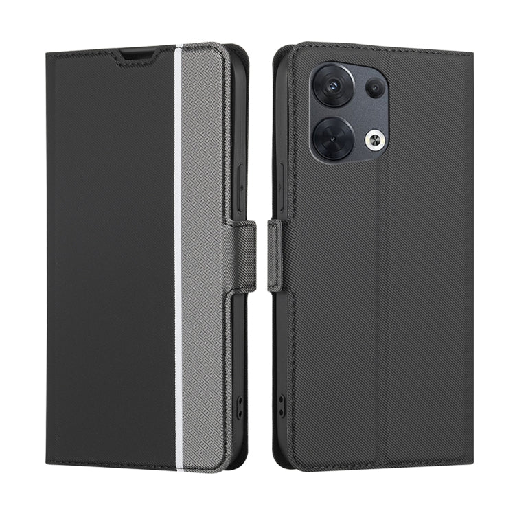 For OPPO Reno 8 5G Twill Texture Side Button Leather Phone Case(Black) - OPPO Cases by PMC TechLife | Online Shopping South Africa | PMC TechLife