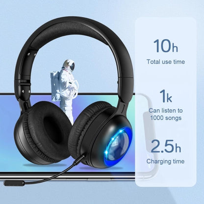 KE08 RGB Stereo PC Wireless Bluetooth Headphones with Microphone(Dark Blue) - Headset & Headphone by PMC Jewellery | Online Shopping South Africa | PMC Jewellery