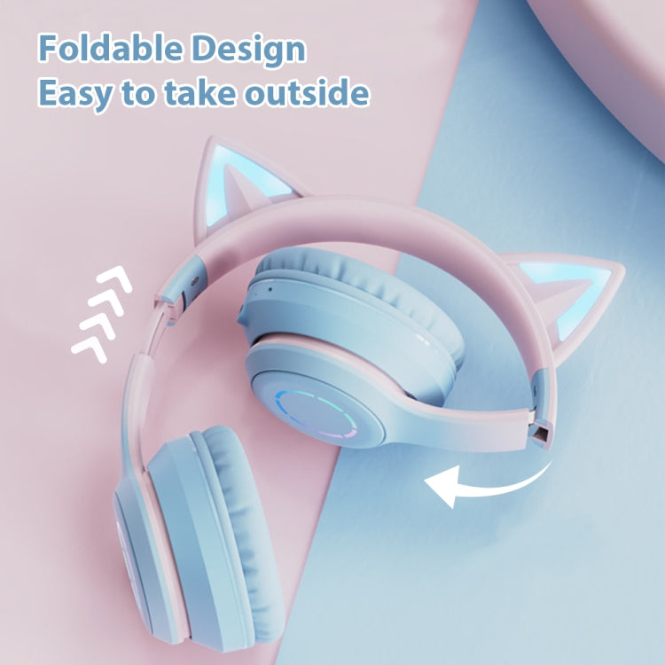 BT029C RGB Dual Modes Cat Ear Wireless Bluetooth Headphone(Purple) - Headset & Headphone by PMC TechLife | Online Shopping South Africa | PMC TechLife