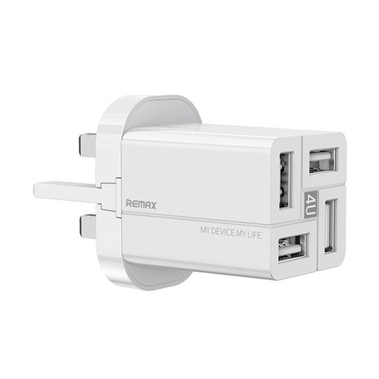 REMAX RP-U43 3.4A 4 USB Port Fast Charger, Specification:UK Plug(White) - USB Charger by REMAX | Online Shopping South Africa | PMC Jewellery