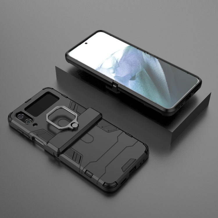 For Samsung Galaxy Z Flip4 PC + TPU Shockproof Protective Phone Case with Magnetic Ring Holder(Black) - Galaxy Z Flip4 5G Cases by PMC TechLife | Online Shopping South Africa | PMC TechLife