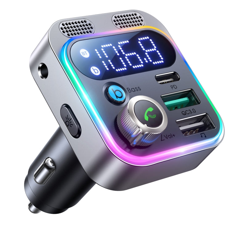 JOYROOM JR-CL16 48W Bluetooth 5.0 Car Wireless FM Transmitter(Silver) - Bluetooth Car Kits by JOYROOM | Online Shopping South Africa | PMC Jewellery