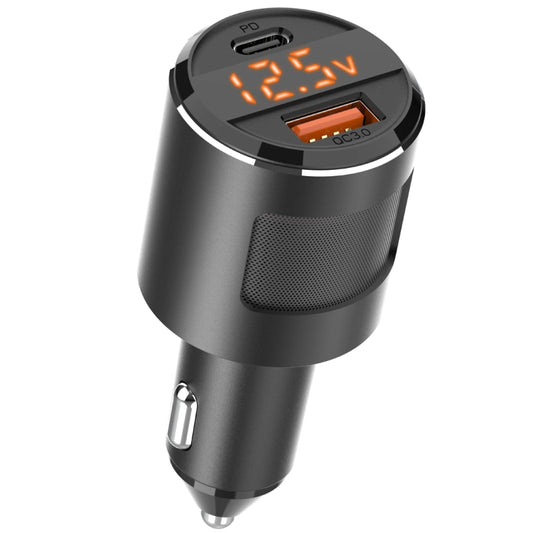 SC01 65W QC3.0 + PD Dual Ports Car Charger with Voltage Display(Black) - Car Charger by PMC Jewellery | Online Shopping South Africa | PMC Jewellery