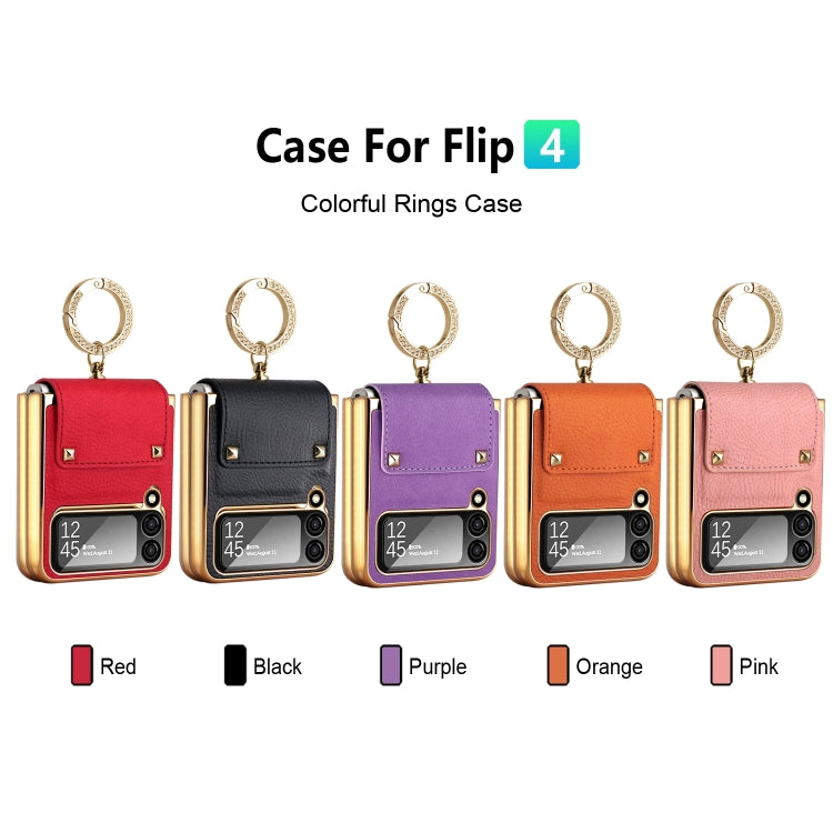 For Samsung Galaxy Z Flip4 5G GKK Colorful PU Phone Case with Ring Holder(Red) - Galaxy Z Flip4 5G Cases by GKK | Online Shopping South Africa | PMC Jewellery