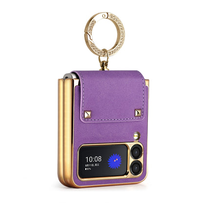 For Samsung Galaxy Z Flip3 5G GKK Colorful PU Phone Case with Ring Holder(Purple) - Galaxy Phone Cases by GKK | Online Shopping South Africa | PMC Jewellery