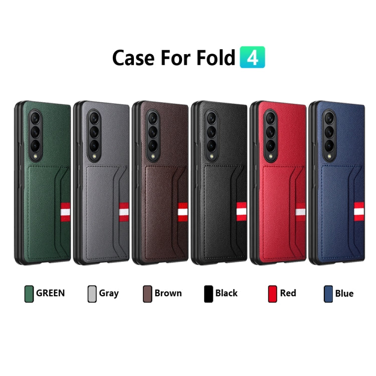 For Samsung Galaxy Z Fold4 5G GKK Litchi Texture Card Slot Phone Case(Grey) - Galaxy Z Fold4 5G Cases by GKK | Online Shopping South Africa | PMC Jewellery