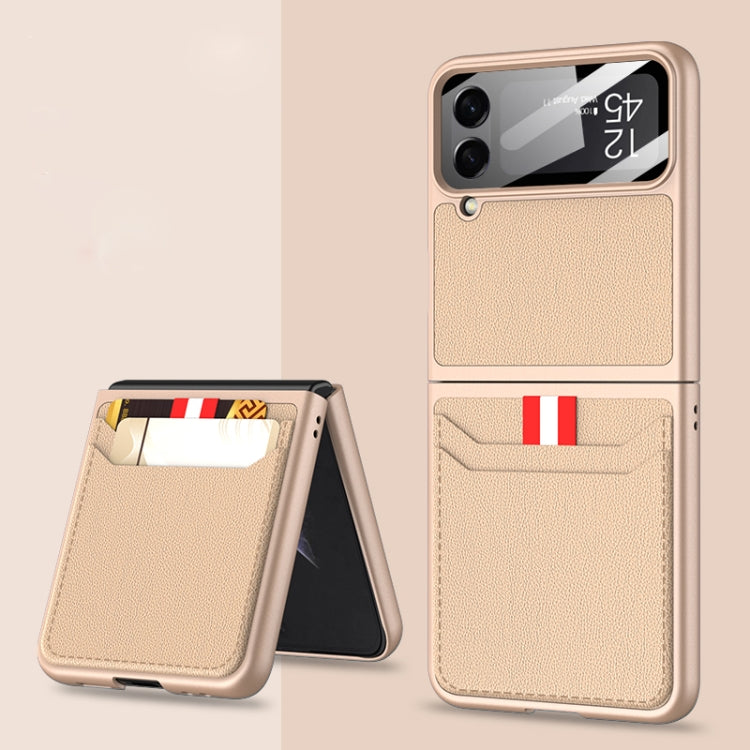 For Samsung Galaxy Z Flip4 GKK Ultra-thin Leather Phone Case with Card Slots(Gold) - Galaxy Z Flip4 5G Cases by GKK | Online Shopping South Africa | PMC Jewellery