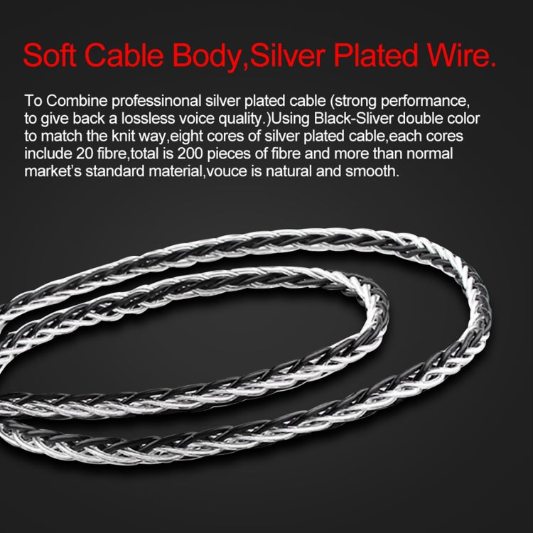 CVJ-CVM 1.2m 8 Core TC Silver Plated MMCX HIFI Earphone Update Cable, Style:With Mic - free shipping - PMC TechLife - Order now!