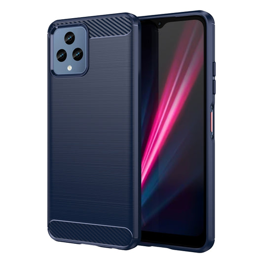 For T-Mobile REVVL 6 5G Brushed Texture Carbon Fiber TPU Phone Case (Blue) - More Brand by PMC Jewellery | Online Shopping South Africa | PMC Jewellery