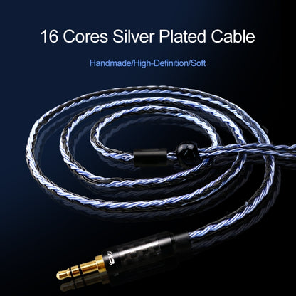 CVJ V3 1.2m 16 Cores Silver-plated 3.5mm Earphone Cable, Style:0.75mm(Black-Blue) - Cable & Splitter by CVJ | Online Shopping South Africa | PMC Jewellery | Buy Now Pay Later Mobicred