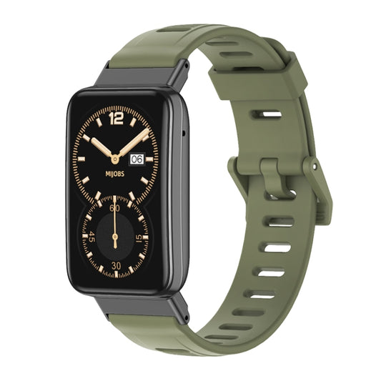 For Xiaomi Mi Band 7 Pro Mijobs Flat Hole TPU Watch Band(Army Green Black) - Watch Bands by MIJOBS | Online Shopping South Africa | PMC Jewellery | Buy Now Pay Later Mobicred