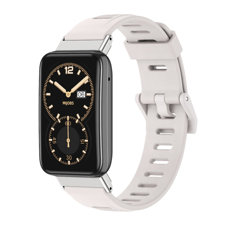 For Xiaomi Mi Band 7 Pro Mijobs Flat Hole TPU Watch Band(Grey Silver) - Watch Bands by MIJOBS | Online Shopping South Africa | PMC TechLife | Buy Now Pay Later Mobicred