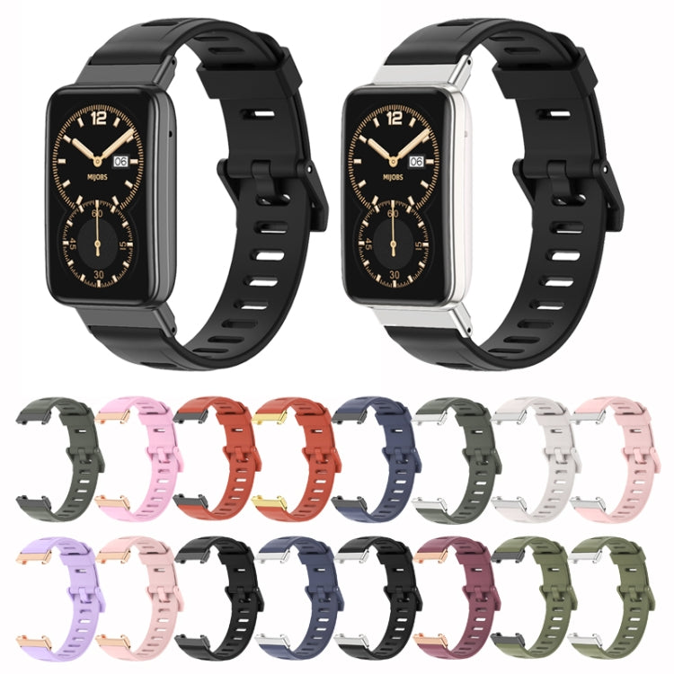 For Xiaomi Mi Band 7 Pro Mijobs Flat Hole TPU Watch Band(Black) - Watch Bands by MIJOBS | Online Shopping South Africa | PMC TechLife | Buy Now Pay Later Mobicred