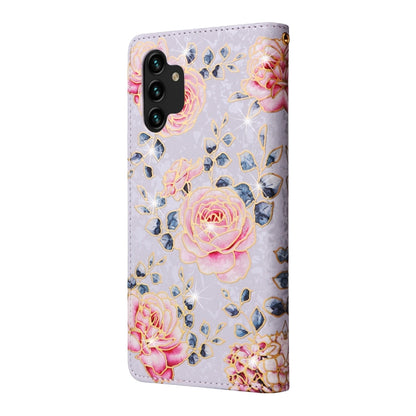 For Samsung Galaxy A13 4G / 5G Bronzing Painting RFID Leather Case(Pastoral Rose) - Galaxy Phone Cases by PMC Jewellery | Online Shopping South Africa | PMC Jewellery