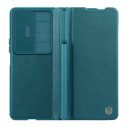 For Samsung Galaxy Z Fold4 5G NILLKIN QIN Series Pro Sliding Camera Cover Design Leather Phone Case(Cyan) - Galaxy Z Fold4 5G Cases by NILLKIN | Online Shopping South Africa | PMC Jewellery