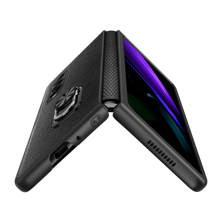 For Samsung Galaxy Z Fold4 GKK Litchi Pattern Foldable Protective Phone Case with Ring Holder(Gold) - free shipping - PMC TechLife - Order now!