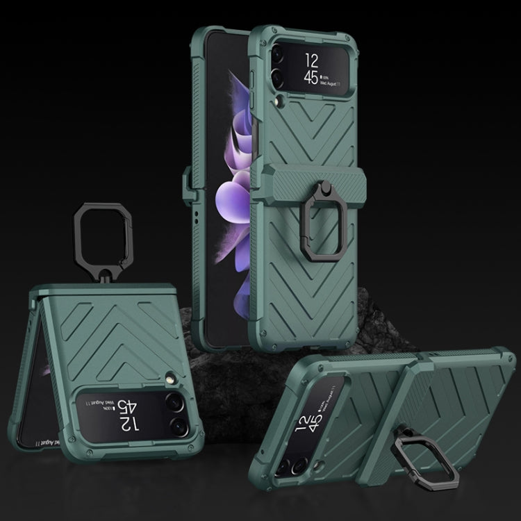 For Samsung Galaxy Z Flip4 GKK Sliding Camshield Magnetic Armor Flip Phone Case with Ring Holder(Forest Green) - Galaxy Z Flip4 5G Cases by GKK | Online Shopping South Africa | PMC Jewellery | Buy Now Pay Later Mobicred