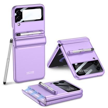 For Samsung Galaxy Z Flip4 GKK Magnetic Full Coverage Phone Flip Case with Pen(Purple) - Galaxy Z Flip4 5G Cases by GKK | Online Shopping South Africa | PMC Jewellery | Buy Now Pay Later Mobicred