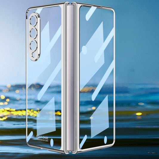 For Samsung Galaxy Z Fold4 GKK Integrated Electroplating + Glass Full Coverage Phone Case(Silver) - Galaxy Z Fold4 5G Cases by GKK | Online Shopping South Africa | PMC Jewellery | Buy Now Pay Later Mobicred