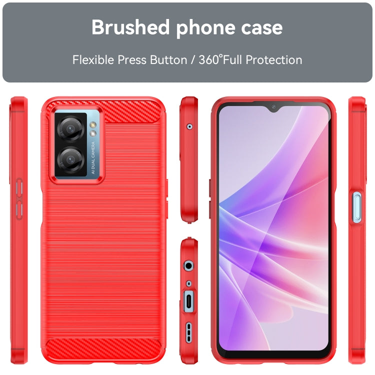 For OPPO A57S Carbon Fiber Brushed Texture TPU Case(Red) - OPPO Cases by PMC TechLife | Online Shopping South Africa | PMC TechLife