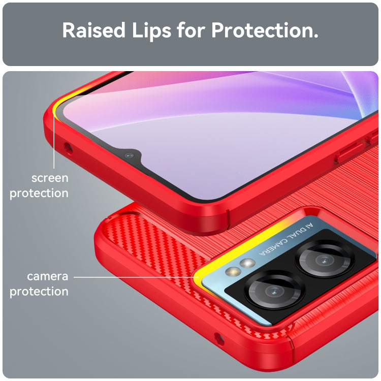 For OPPO A57S Carbon Fiber Brushed Texture TPU Case(Red) - OPPO Cases by PMC TechLife | Online Shopping South Africa | PMC TechLife