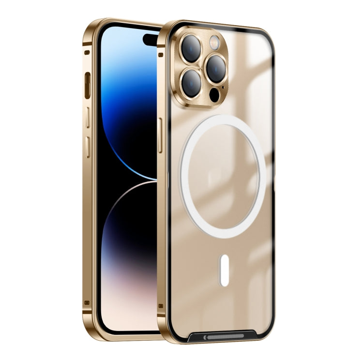 For iPhone 14 Pro Max MagSafe Frosted Metal Phone Case (Gold) - free shipping - PMC TechLife - Order now!
